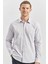 Lila Uzun Kol Düz Bez Ayağı 032 Sert Yaka Classic Slim Fit Gömlek 1004240334 1