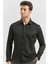 Siyah Uzun Kol Kendinden Desenli Armürlü 032 Sert Yaka Classic Slim Fit Gömlek 1004245153 3