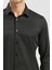 Siyah Uzun Kol Kendinden Desenli Armürlü 032 Sert Yaka Classic Slim Fit Gömlek 1004245153 5