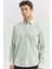 Açık Turkuaz Uzun Kollu Gofreli Biyeli %100 Pamuk Casual Slim Fit Dar Kesim Gömlek 1004240247 2