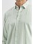 Açık Turkuaz Uzun Kollu Gofreli Biyeli %100 Pamuk Casual Slim Fit Dar Kesim Gömlek 1004240247 3
