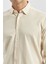 Bej Uzun Kollu Gofreli Biyeli %100 Pamuk Casual Slim Fit Dar Kesim Gömlek 1004240247 3