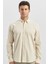 Bej Uzun Kollu Gofreli Biyeli %100 Pamuk Casual Slim Fit Dar Kesim Gömlek 1004240247 4