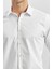 Beyaz Uzun Kol Düz Bez Ayağı 032 Sert Yaka Classic Slim Fit Gömlek 1004240334 2
