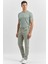 Su Yeşili Düz Gabardin Slim Fit Casual Pantolon 1003240319 3