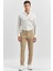 Bej Düz Armürlü Slim Fit Casual Pantolon 1003240168 4