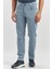 Koyu Turkuaz Düz Gabardin Slim Fit Casual Pantolon 1003240319 2