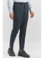 Koyu Lacivert Kendinden Desenli Bez Ayağı Slim Fit Classic Pantolon 1003240165 1