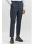 Koyu Lacivert Kendinden Desenli Bez Ayağı Slim Fit Classic Pantolon 1003240165 4