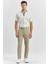 Bej Kendinden Desenli Bez Ayağı Slim Fit Classic Pantolon 1003240165 5
