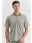Yeşil Kısa Kol Kendinden Desenli Jakarlı Polo Yaka Classic Comfort Fit Tişört 1011240190 3