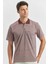 Bordo Kısa Kol Kendinden Desenli Jakarlı Polo Yaka Classic Comfort Fit Tişört 1011240190 2