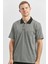 Siyah Kısa Kol Kendinden Desenli Jakarlı Polo Yaka Classic Comfort Fit Tişört 1011240190 1