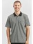 Siyah Kısa Kol Kendinden Desenli Jakarlı Polo Yaka Classic Comfort Fit Tişört 1011240190 2