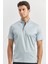 Koyu Mavi Desenli Merserize Düğmeli Yaka Garnili Pamuklu Casual Slim Fit Dar Kesim Tişört 1011240164 2