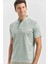 Koyu Yeşil Desenli Merserize Düğmeli Yaka Garnili Pamuklu Casual Slim Fit Dar Kesim Tişört 1011240164 1