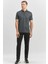 Siyah Desenli Merserize Düğmeli Yaka Pamuklu Casual Slim Fit Dar Kesim Tişört 1011240163 3