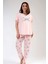 Kadın Somon Kısa Kollu Kelebek Desenli Bisiklet Yaka Oval Etek Süprem Pijama Takımı 3
