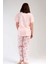 Kadın Somon Kısa Kollu Kelebek Desenli Bisiklet Yaka Oval Etek Süprem Pijama Takımı 4