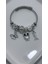 Pandora Model Baykuş ve Balık Charm Zirkon Taşlı Paslanmaz Çelik Gümüş Renk Kelepçe Bileklik 2