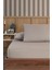 Pamuklu Saten Çizgili Çift Kişilik Lastikli Çarşaf Seti 160X200 cm 2 Adet Yastık Kılıfı 50X70 cm Kahverengi 4