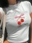 Kemer Boy Cherry Kurdele Baskılı Crop Bluz 1