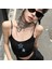 Siyah Denim Renk Star Baskılı Kadın Ip Askılı Büstiyer Crop 1