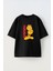 Unisex Garfield Tasarım Baskılı Pamuk Sıyah Oversize T-Shirt 1