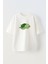 Unisex Cute Green Turtle Tasarım Baskılı Pamuk Beyaz Oversize T-Shirt 1