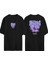 Unisex All Eyes Yarasa Tasarım Baskılı Pamuk Sıyah Oversize T-Shirt 1