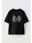 Unisex Akrepler ve Güller Tasarım Baskılı Pamuk Sıyah Oversize T-Shirt 1