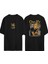 Unisex Albert Enistein Tasarım Baskılı Pamuk Sıyah Oversize T-Shirt 1