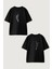 Kadın Erkek Unisex Aslan Sevgili Çift Kombini Oversize Siyah Tshirt 2'li Takım 1