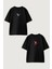 Kadın Erkek Unisex Mordekay ve Margaret Sevgili Çift Kombini Oversize Siyah Tshirt 2'li Takım 1