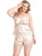 Shopidik Büyük Beden Fildişi Saten Babydoll Şort Takımı 1