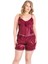 Shopidik Büyük Beden Bordo Saten Babydoll Şort Takımı 1