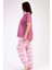 Kadın Gülkurusu Kısa Kollu Çiçek Desenli Bisiklet Yaka Oval Etek Süprem Pijama Takımı 3