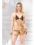 Shopidik Büyük Beden Gold Saten Babydoll Şort Takımı 1