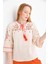 Kadın Bisiklet Yaka Bağlama Detay Etnik Nakışlı Bluz 2