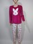 Kadın Şerabe Kadife Yuvarlak Yaka Uzun Kollu Tavşan Desenli Pijama Takımı % 76 Pamuk 1