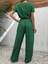 Amoricgiyim Kadın Kısa Kollu Crop Bluz Beli Lastikli Bol Paça Bürümcük Pantolon 2