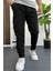 Erkek Slim Fit Beli Lastikli Jogger Pantolon Siyah EDW140 2