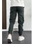 Erkek Slim Fit Cepli Beli ve Paçası Lastikli Ince Spor Pantolon Haki Yeşil EDW071 4