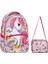 Ilkokul Unicorn Desenli Kız Çocuk Ilkokul Çantası + Beslenme Çantası 1
