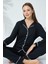 Dokuma Siyah Beyaz Pamuklu Düğmeli Biyeli Pijama Takım Basic Düz 21 40 Yaş 2'li Düğme Geniş Paça 1