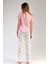 Kadın Pembe Kısa Kollu Desenli Bisiklet Yaka Oval Etek Süprem Pijama Takımı 4