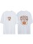 Unisex Cadılar Bayranı Kedileri Tasarım Baskılı Pamuk Beyaz Oversize T-Shirt 1