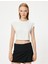 Basic Crop T-Shirt Slim Fit Bisiklet Yaka Kısa Kollu 3