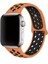 Apple Watch Uyumlu 38-40-41MM Delikli Nike Silikon Kordon Turuncu - Siyah 1