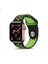 Apple Watch Uyumlu Seri 6 44MM Delikli Nike Silikon Kordon Siyah - Yeşil 1